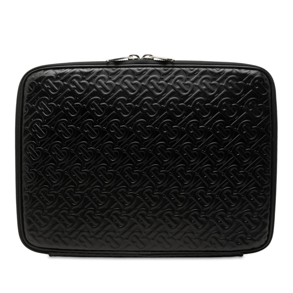 Pre-Loved Burberry TB Monogram Embossed Calfskin Laptop Case